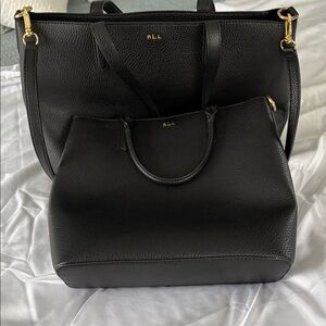 Ralph Lauren RLL Black Leather Totes large & extra large